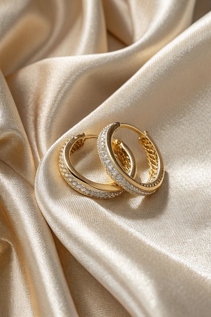 Jewelry product photography — gold diamond earrings
